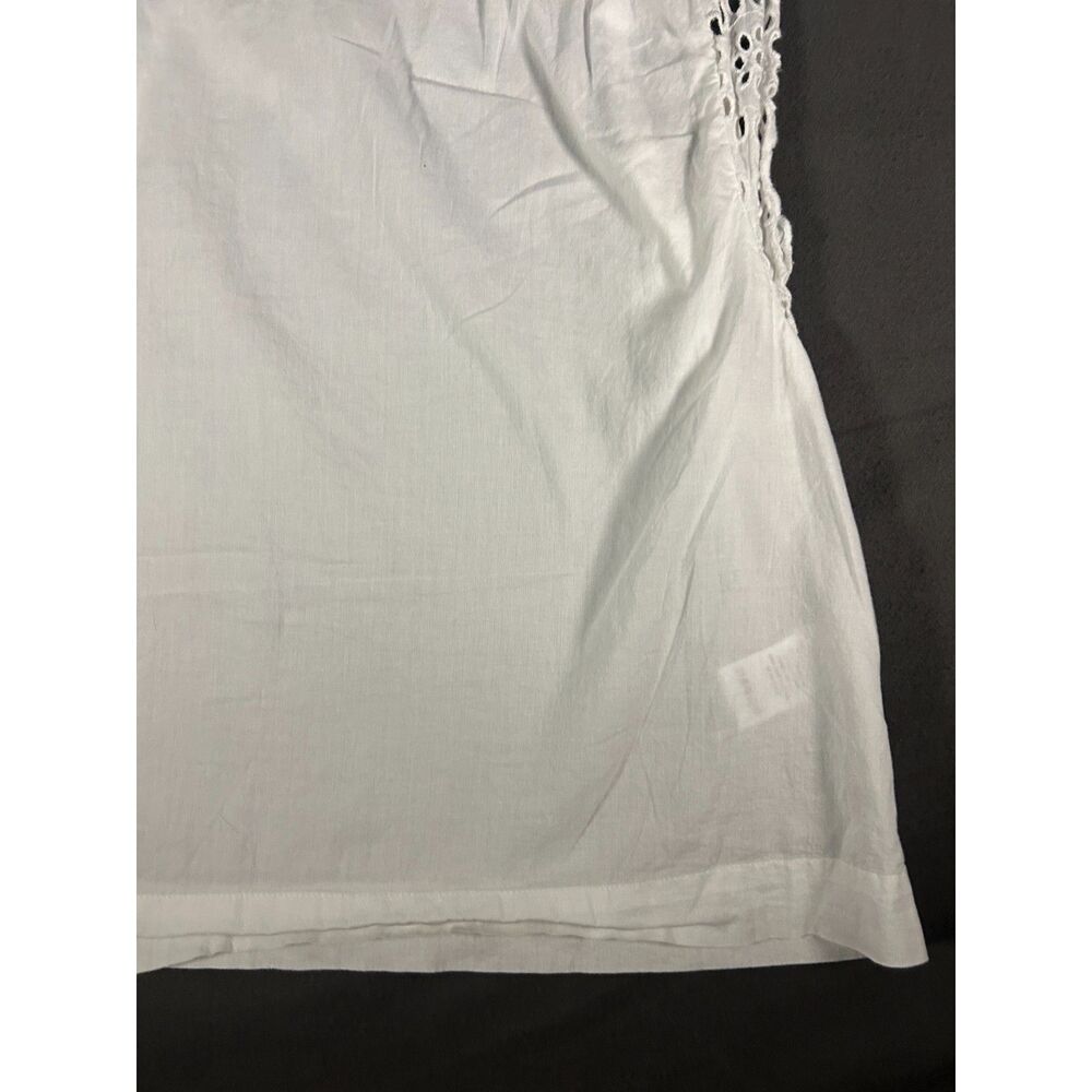 Cottagecore Coquette White Eyelet Lace Top LILLA P Puff Sleeve Peplum Blouse S